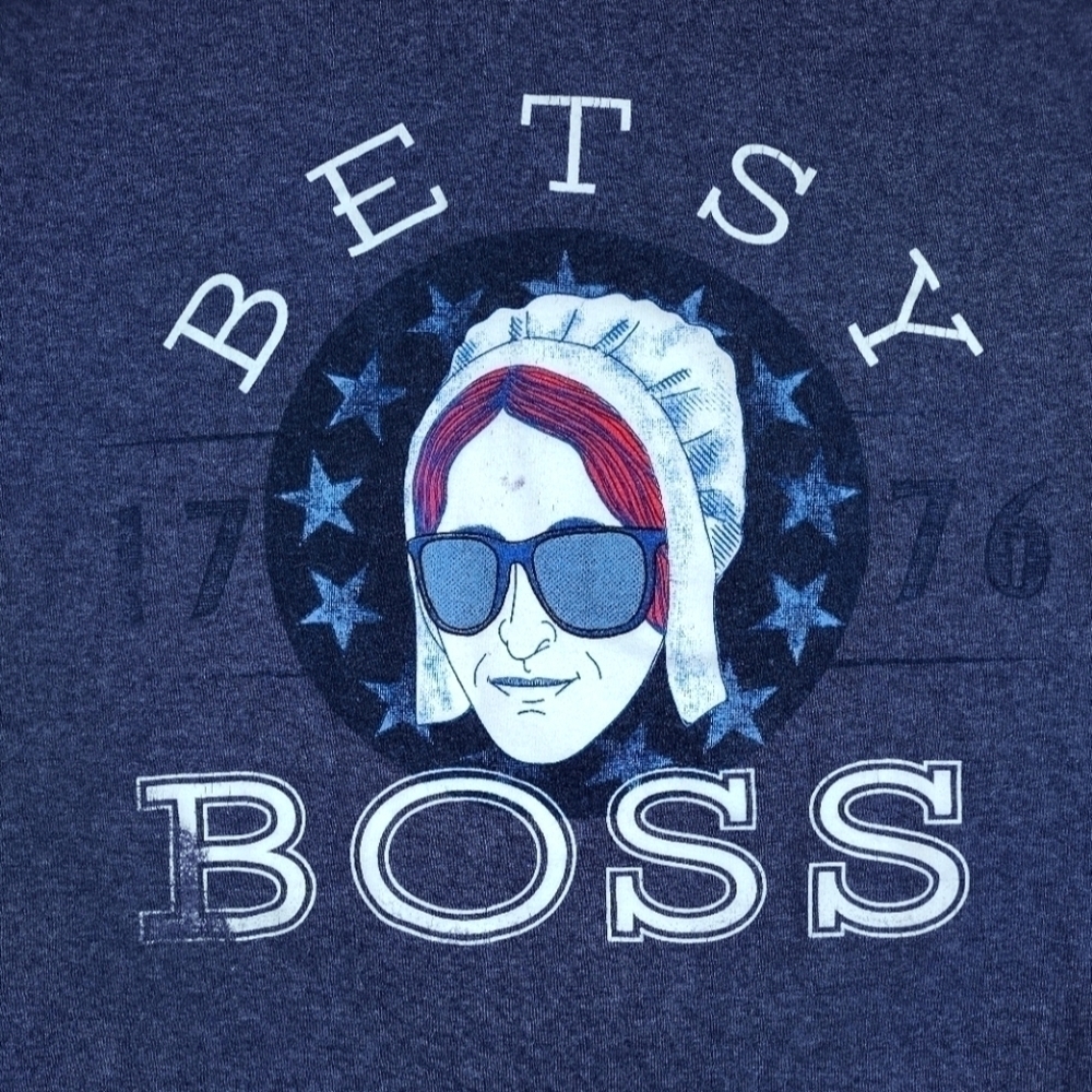 Betsy Ross Boss 1776 t shirt XL women's blue gray women's rights USA america